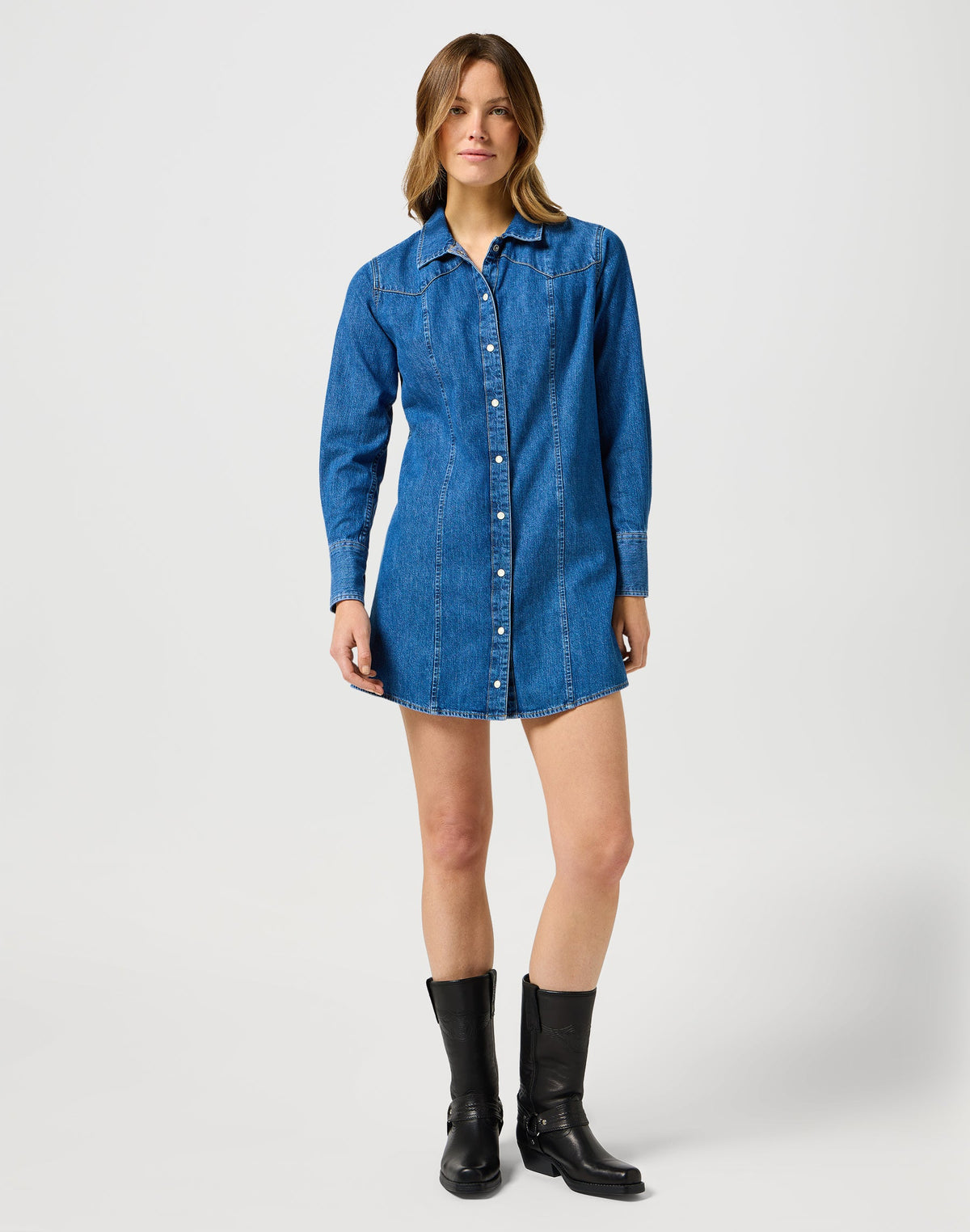 Reg Denim Dress in Petrified