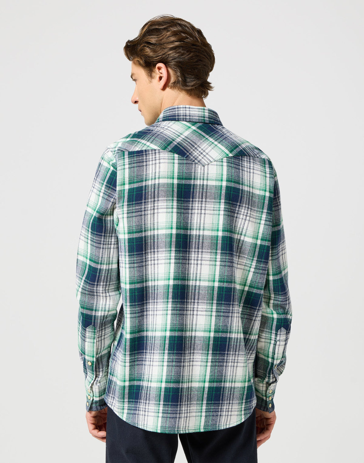 Western Shirt in Green Blue