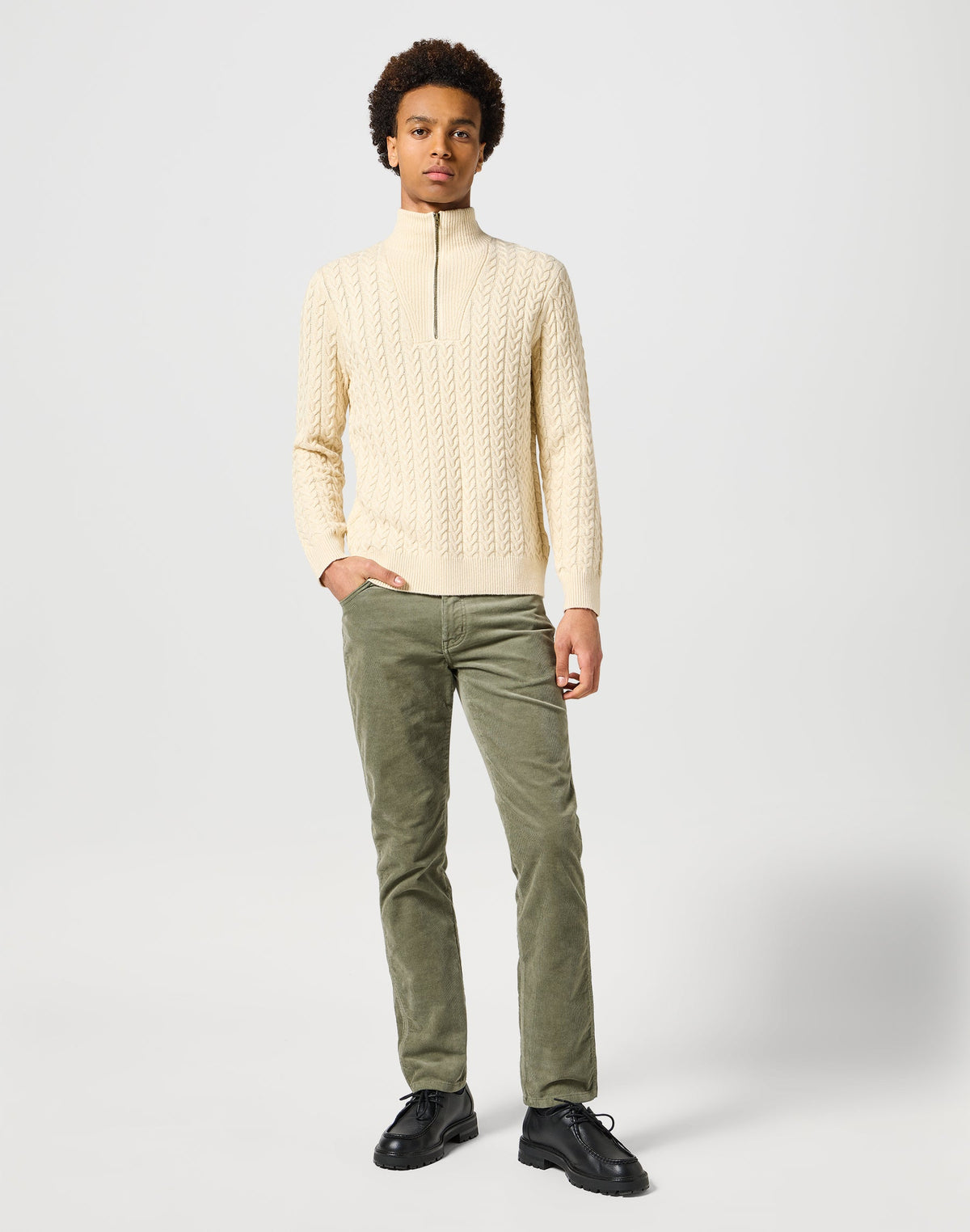 Half Zip Knit in Ecru