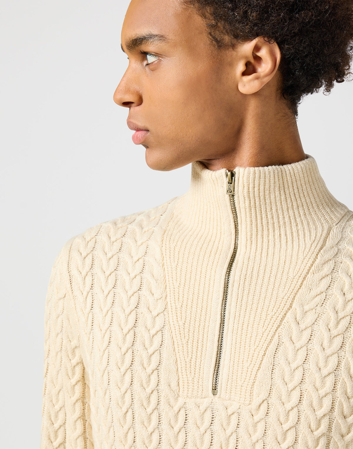 Half Zip Knit in Ecru