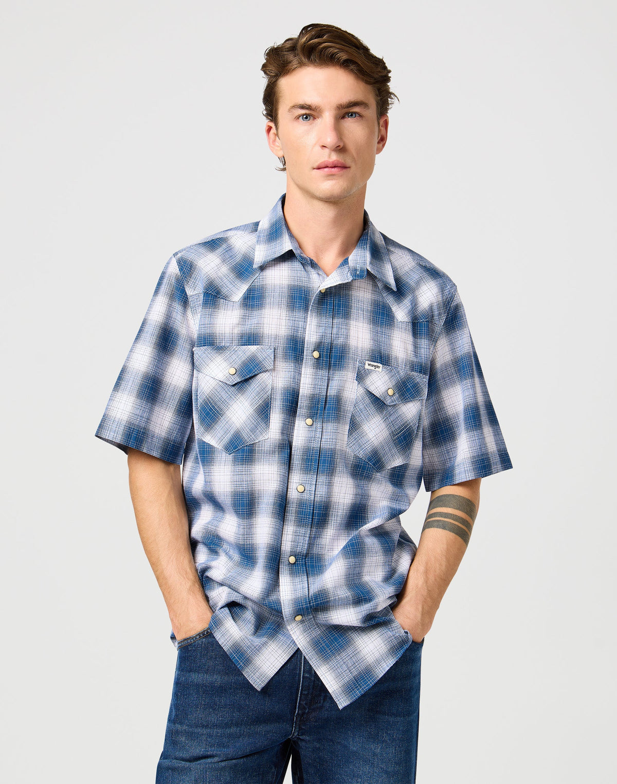 Ss Western Shirt in Blue Shadow