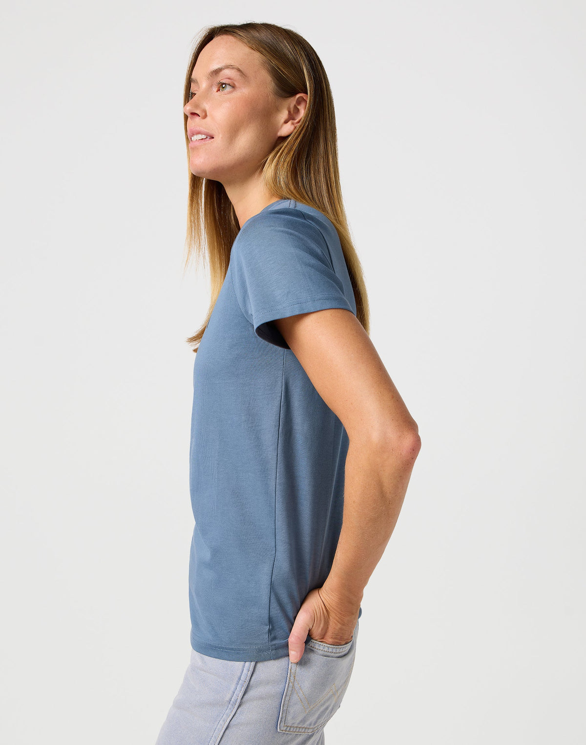 Graphic Tee in Dusty Blue
