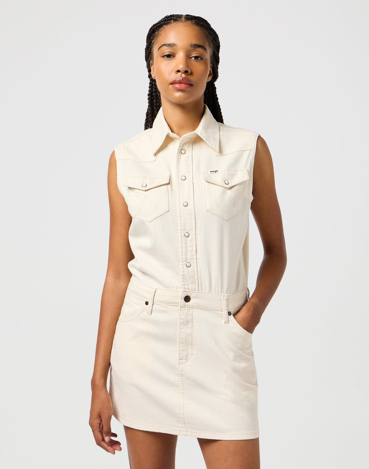Sleeveless Dress in Natural