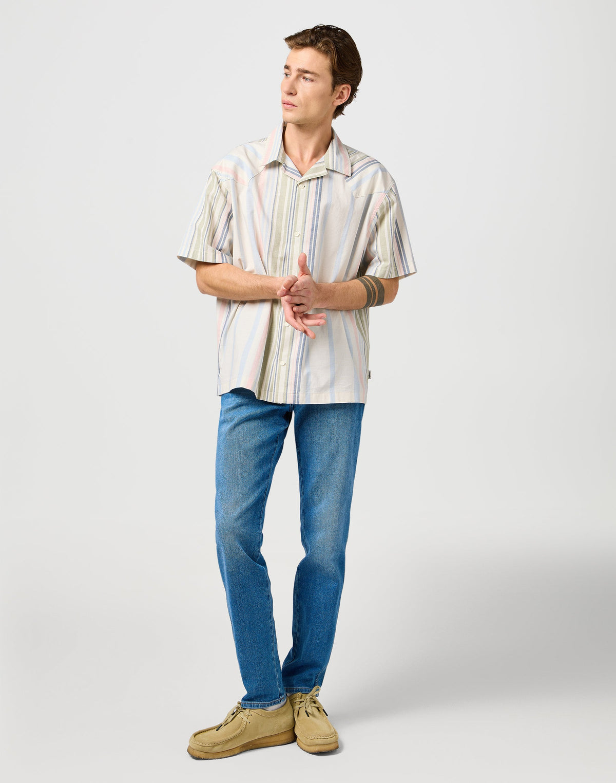 Ss W Resort Shirt in Natural Stripe