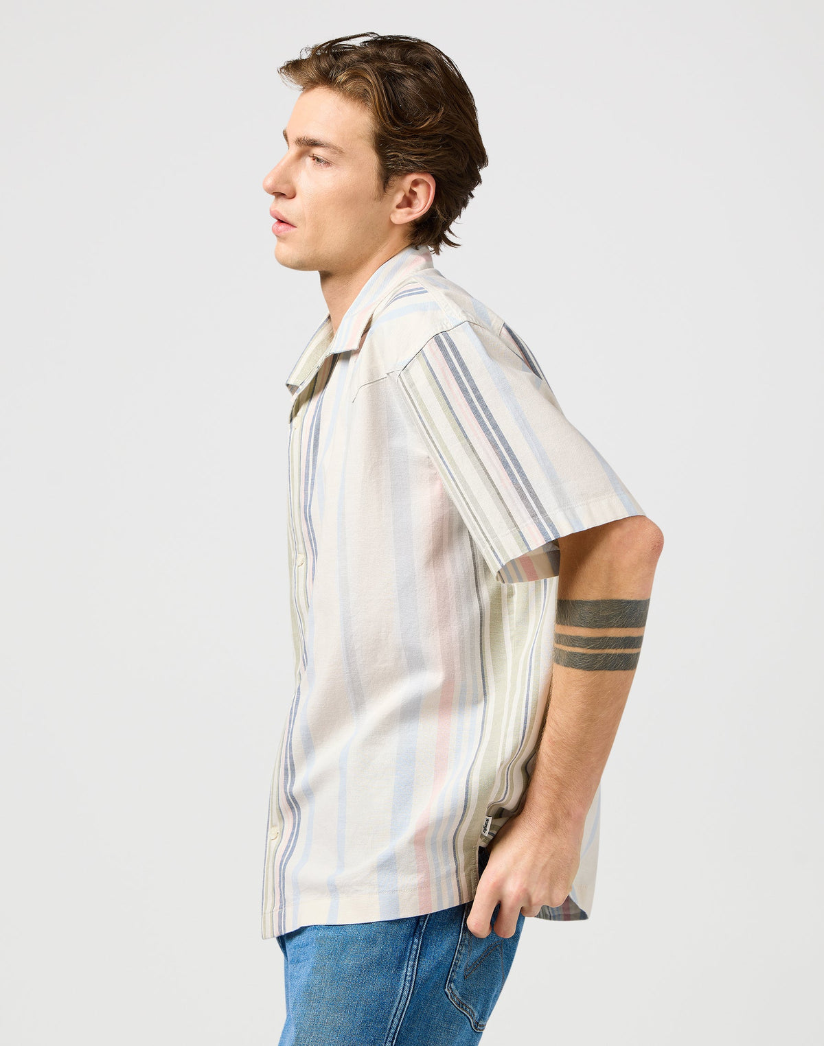 Ss W Resort Shirt in Natural Stripe
