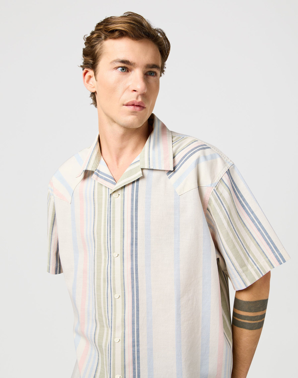 Ss W Resort Shirt in Natural Stripe