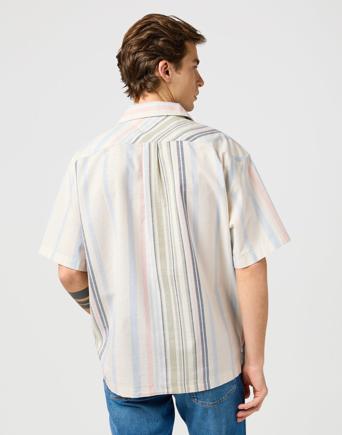 Ss W Resort Shirt in Natural Stripe