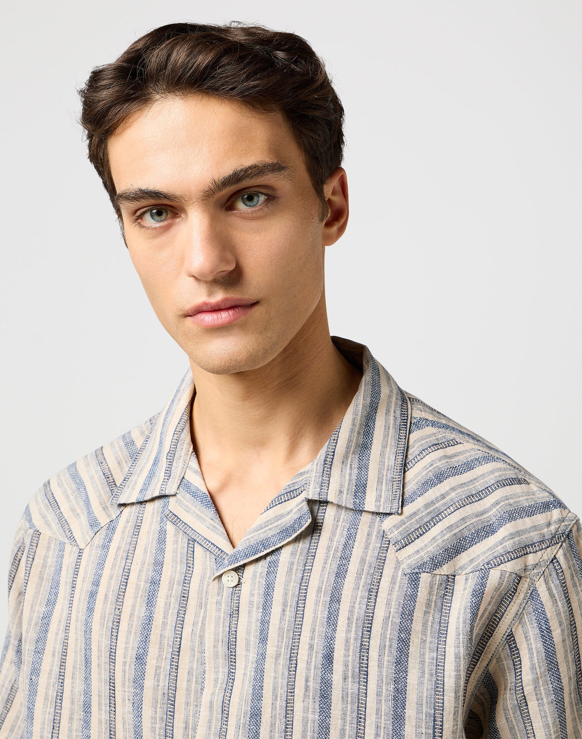 Ss W Resort Shirt in Indigo Stripe