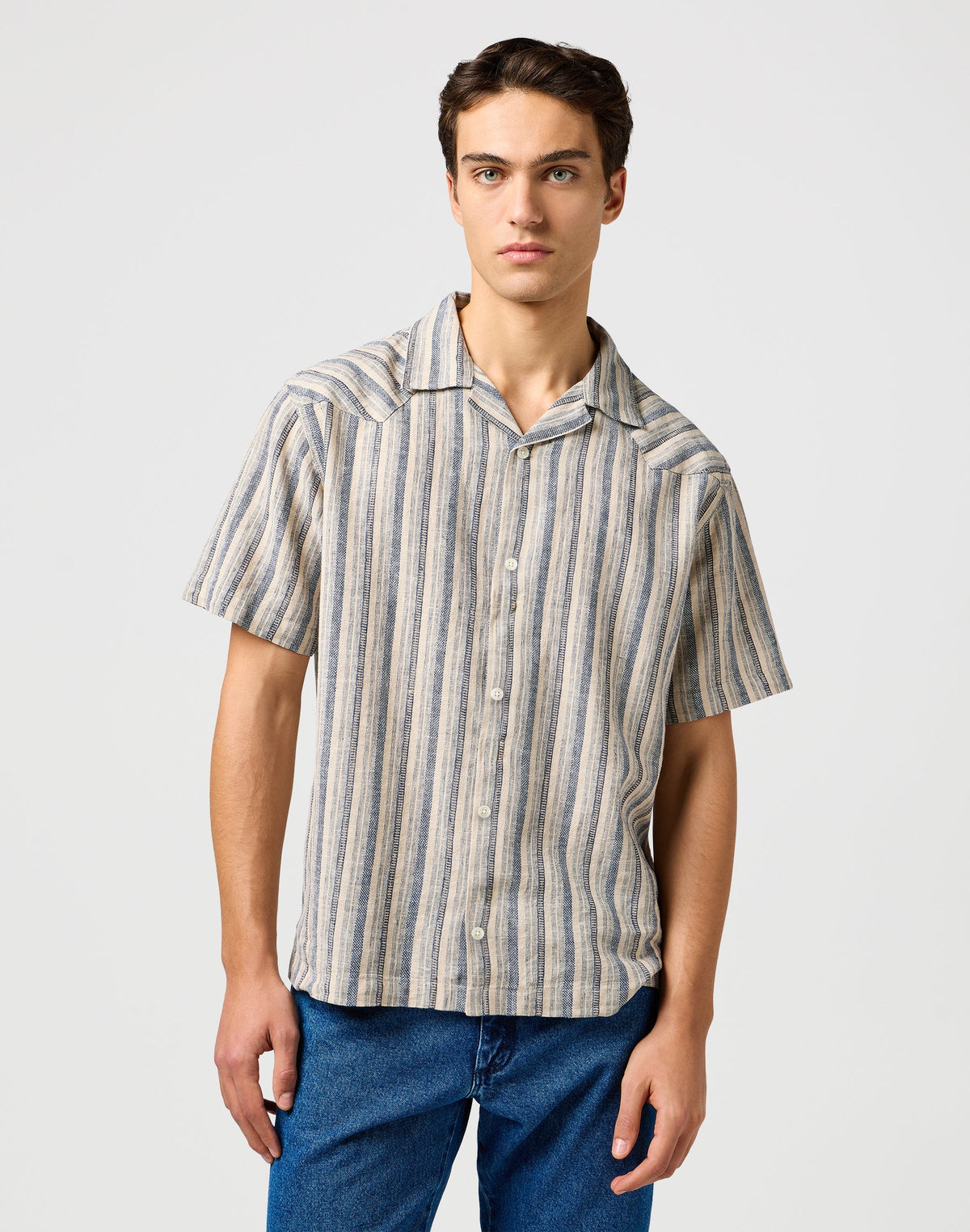 Ss W Resort Shirt in Indigo Stripe