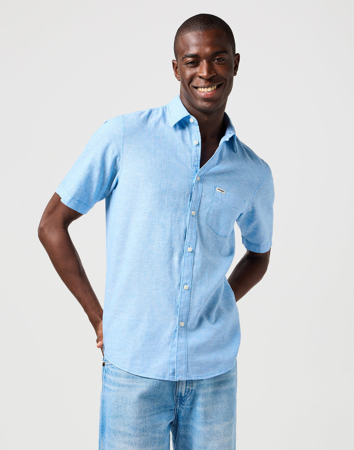 Ss 1 Pkt Shirt in Pacific Blue