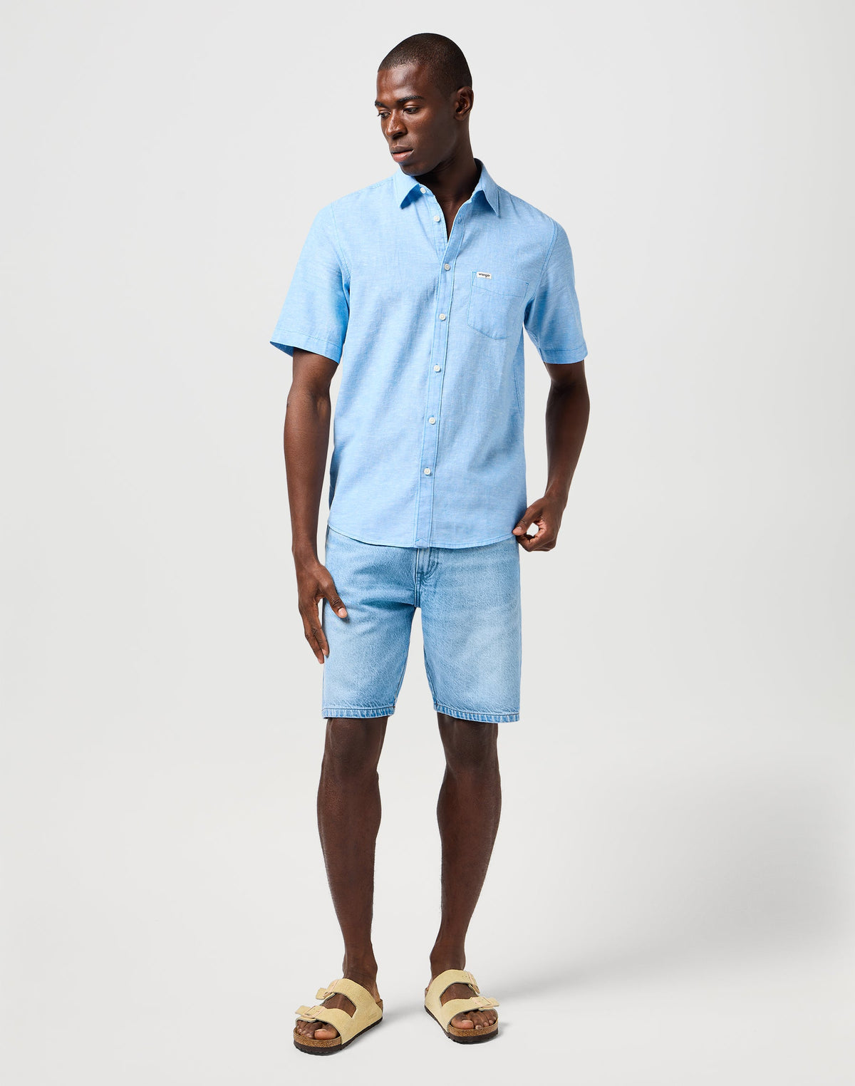 Ss 1 Pkt Shirt in Pacific Blue