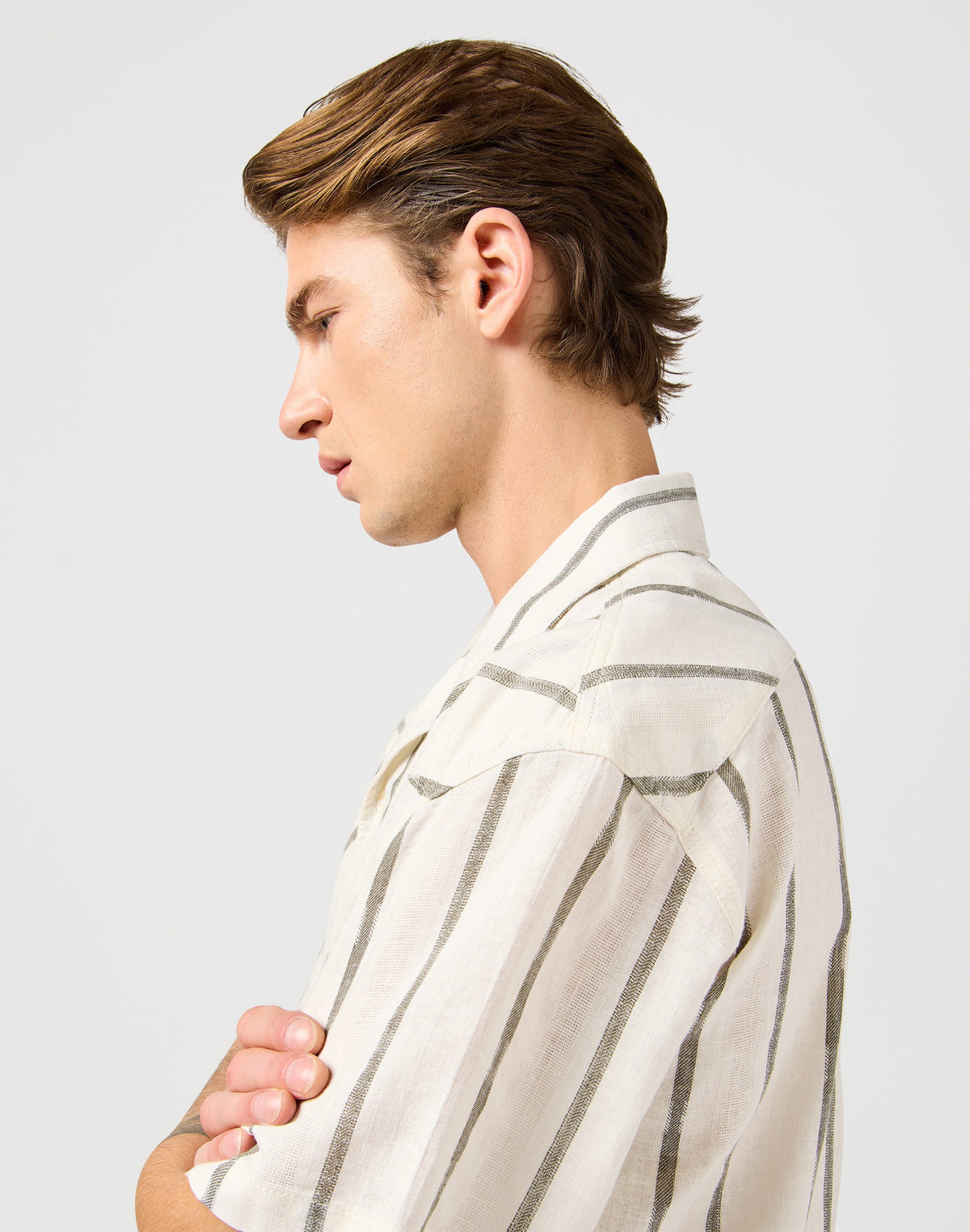 Ss W Resort Shirt in Natural Stripe