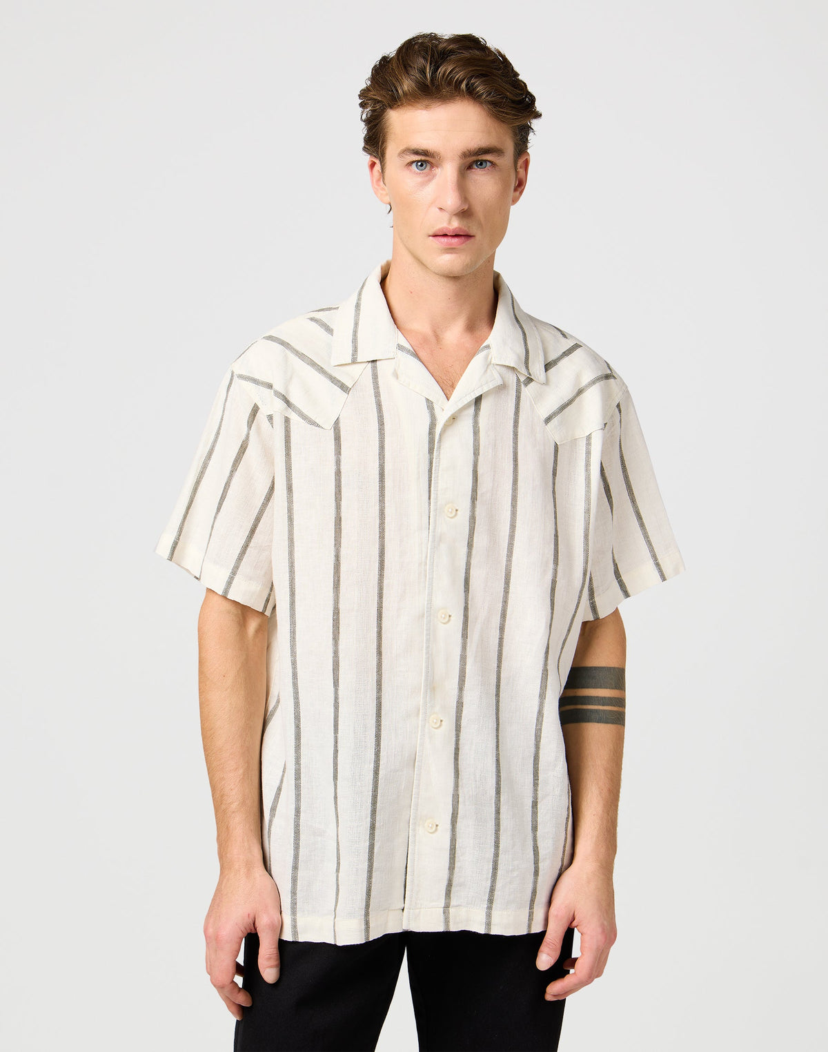 Ss W Resort Shirt in Natural Stripe