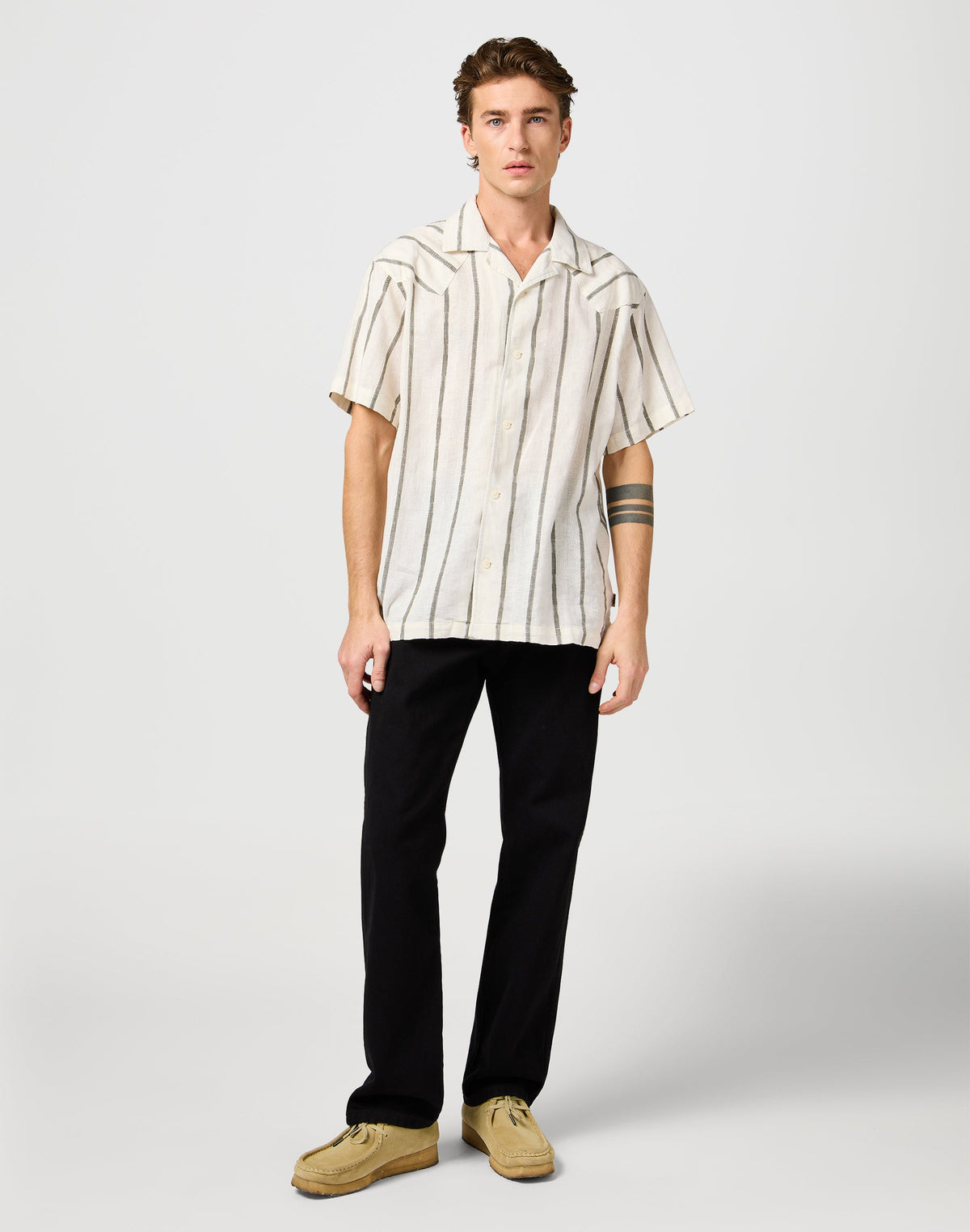 Ss W Resort Shirt in Natural Stripe