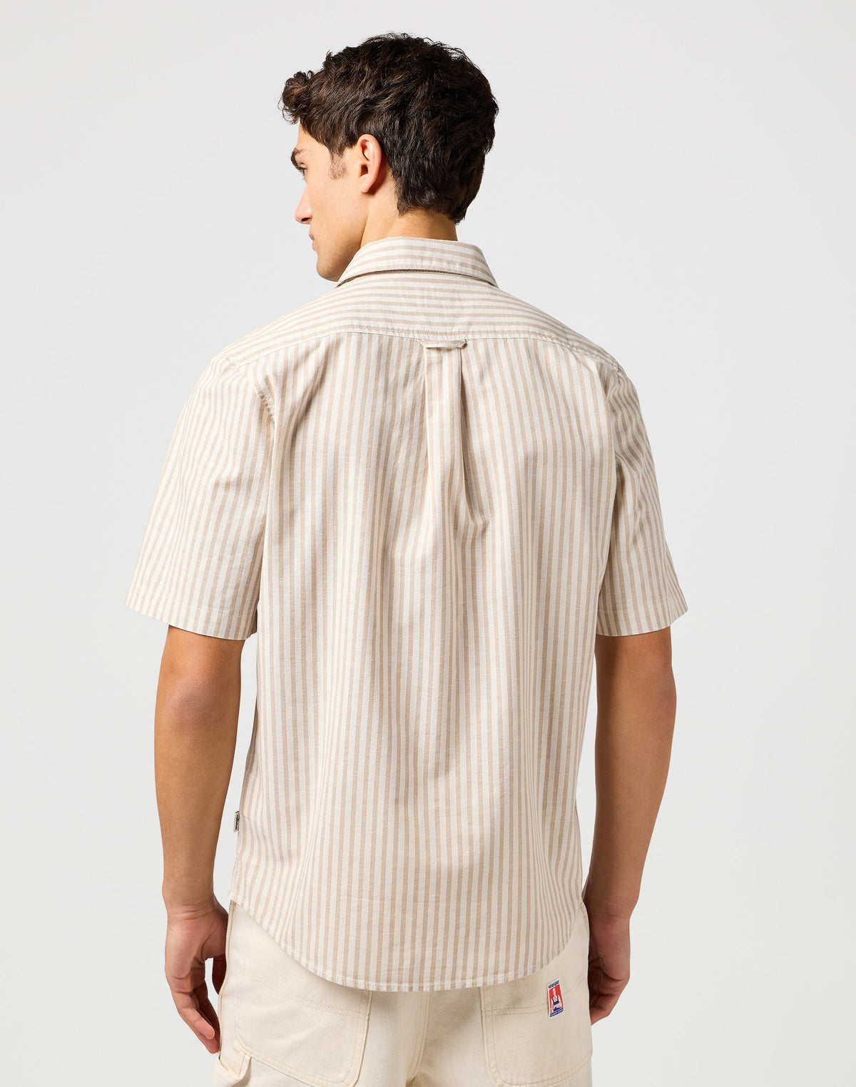 Ss Shirt in Tan Stripe