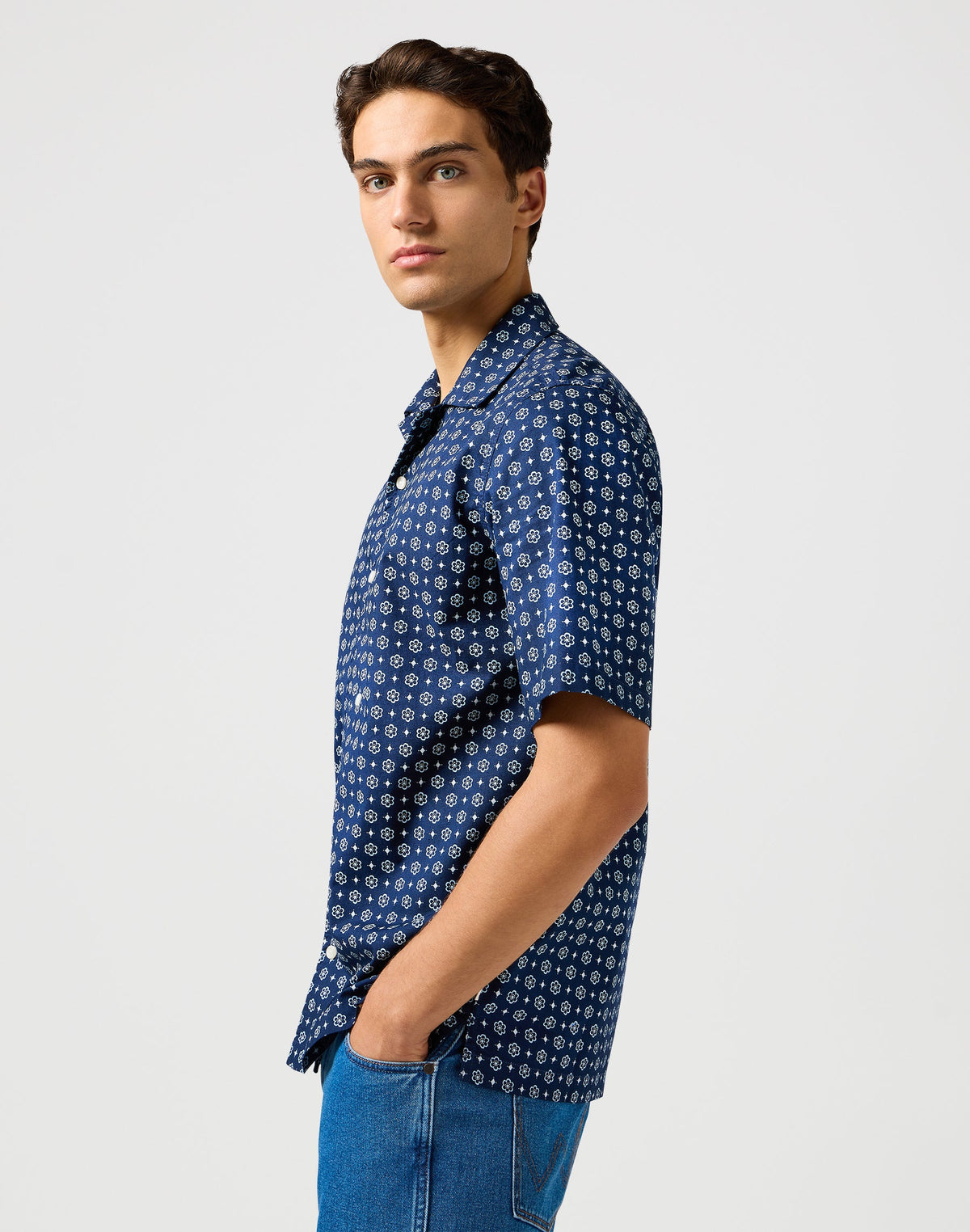 Ss Resort Shirt in Blue Geo