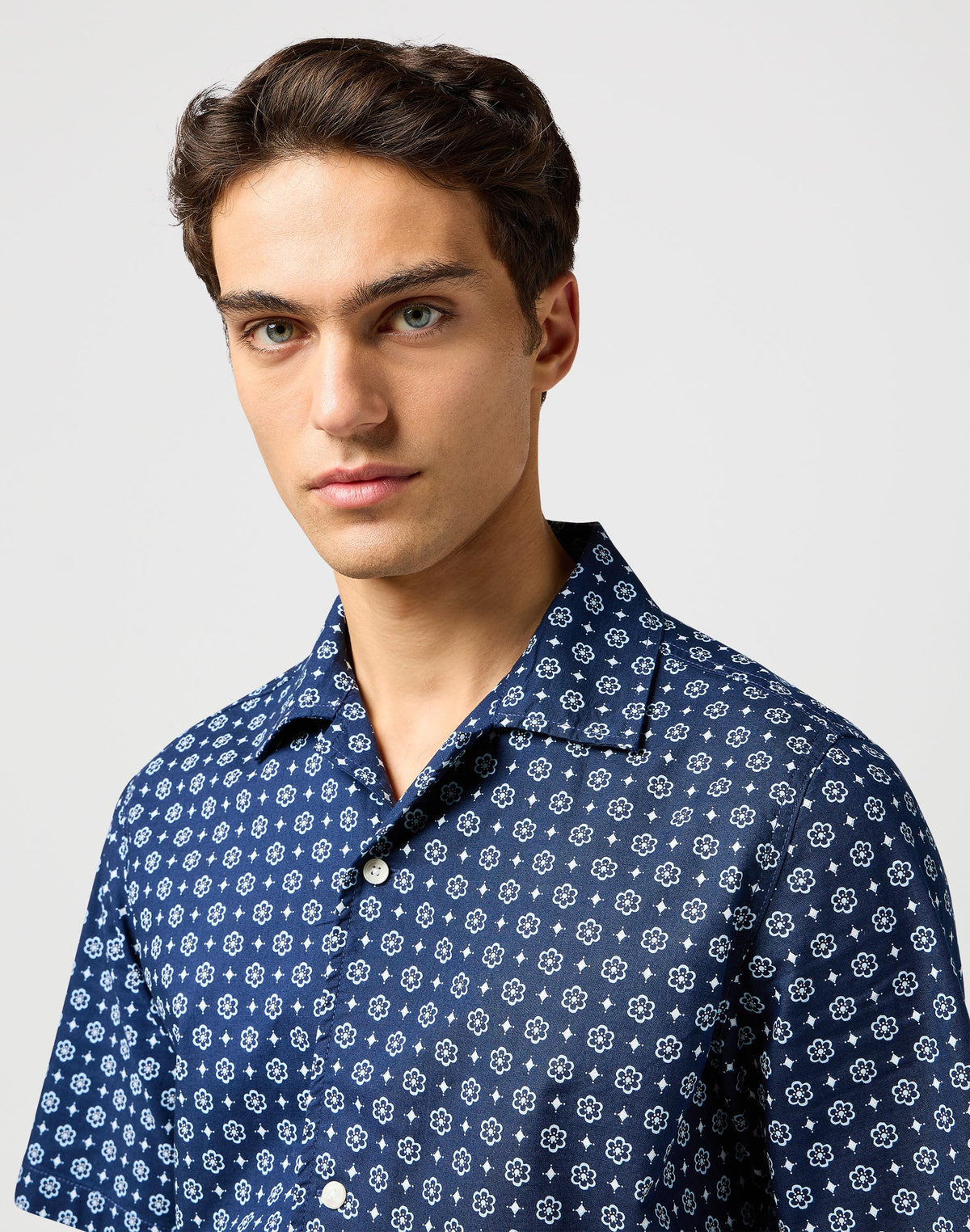 Ss Resort Shirt in Blue Geo