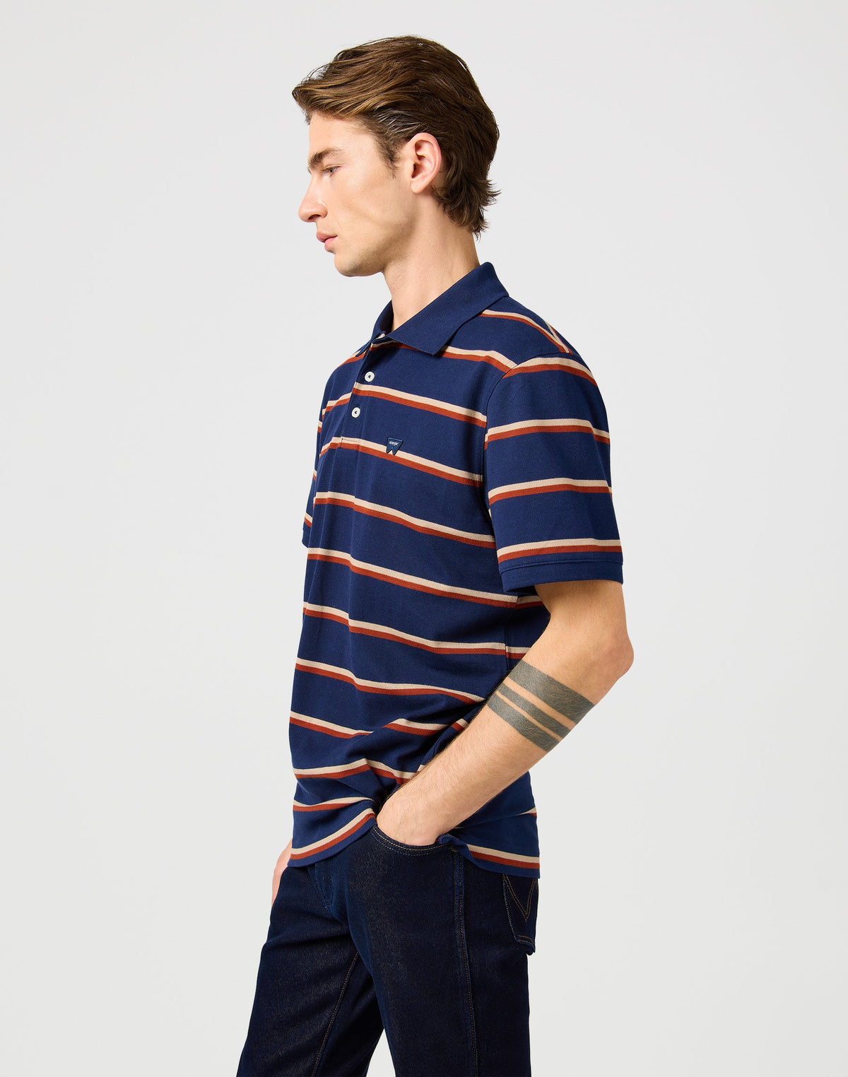 Stripe Polo Shirt in Navy