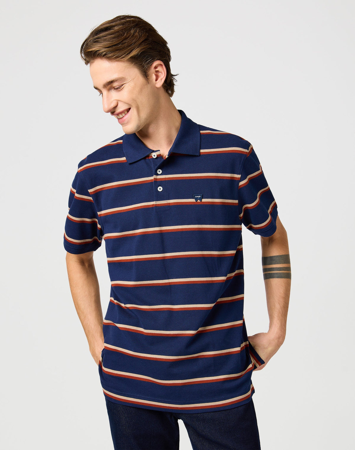 Stripe Polo Shirt in Navy