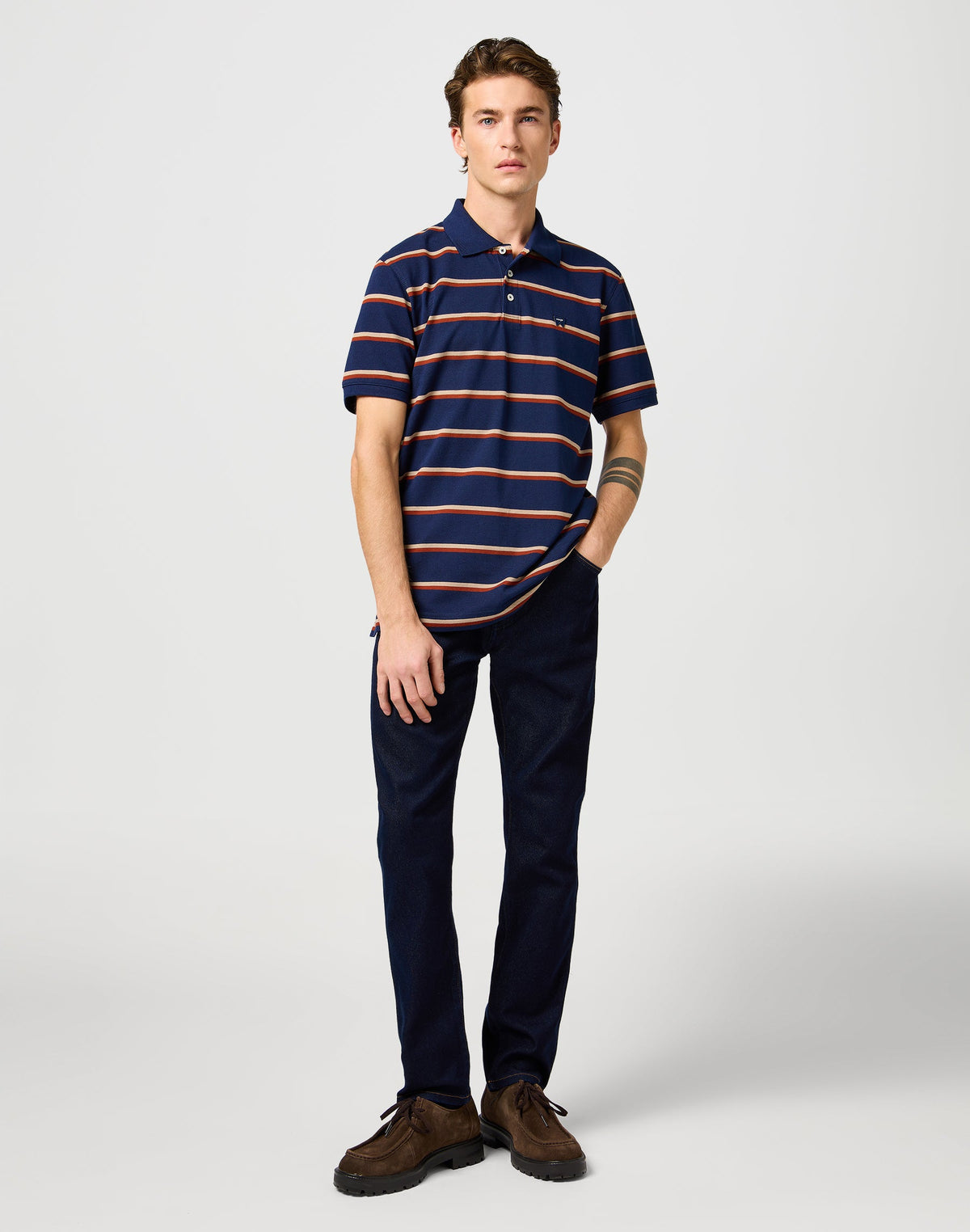 Stripe Polo Shirt in Navy