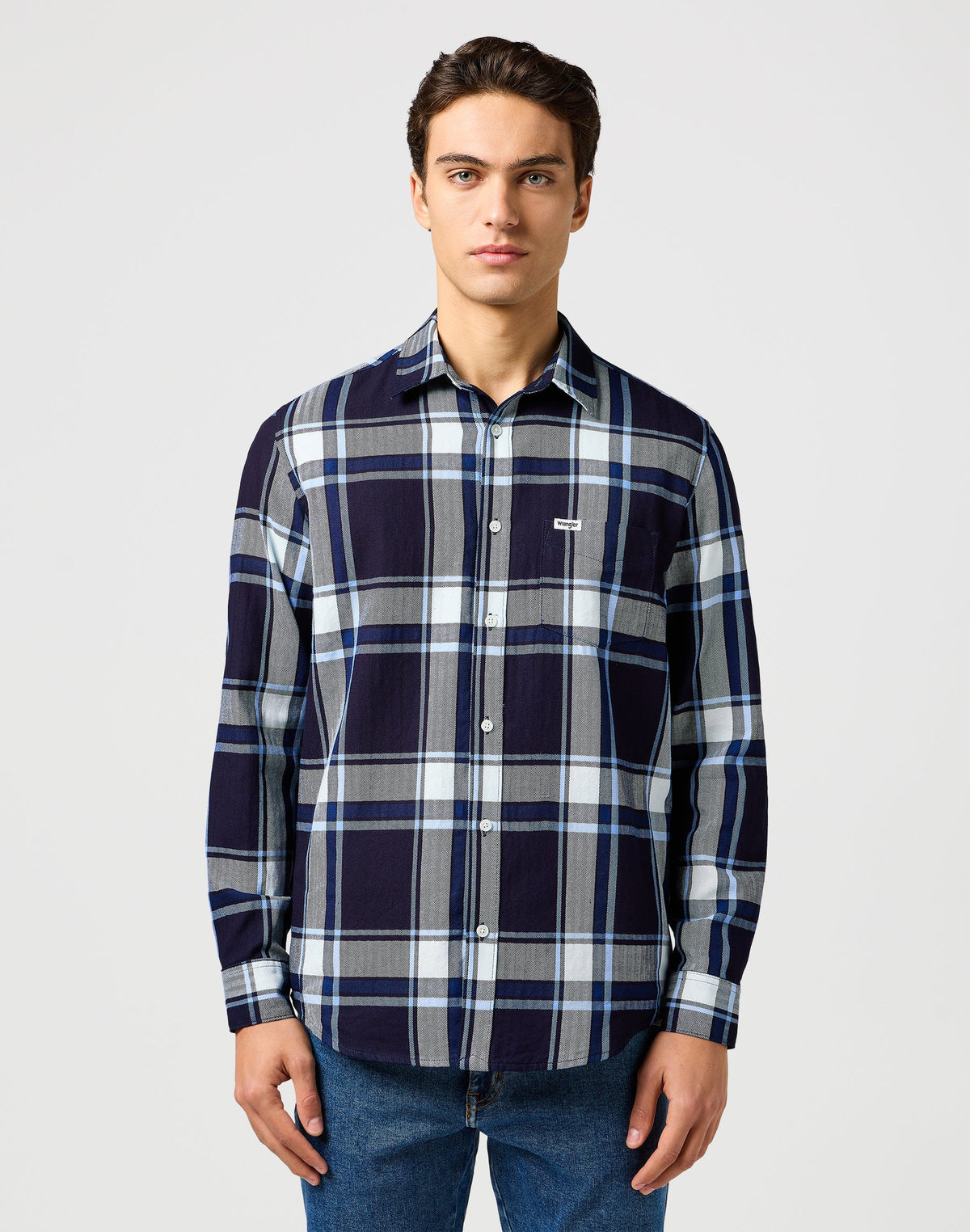 1 Pkt Shirt in Large Indigo Plaid