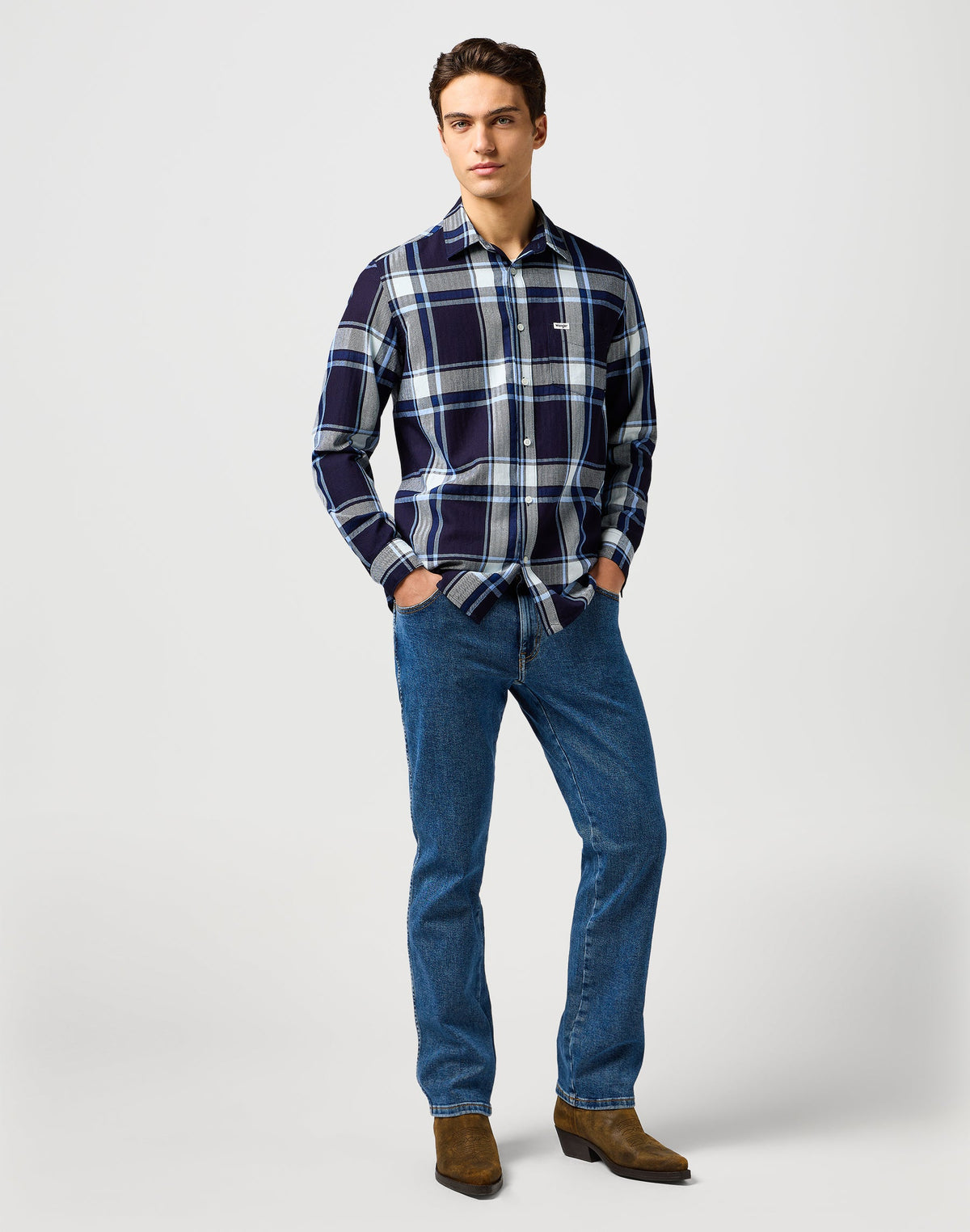 1 Pkt Shirt in Large Indigo Plaid