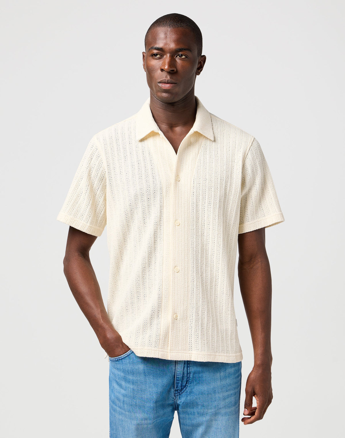 Ss Knit Shirt in Natural