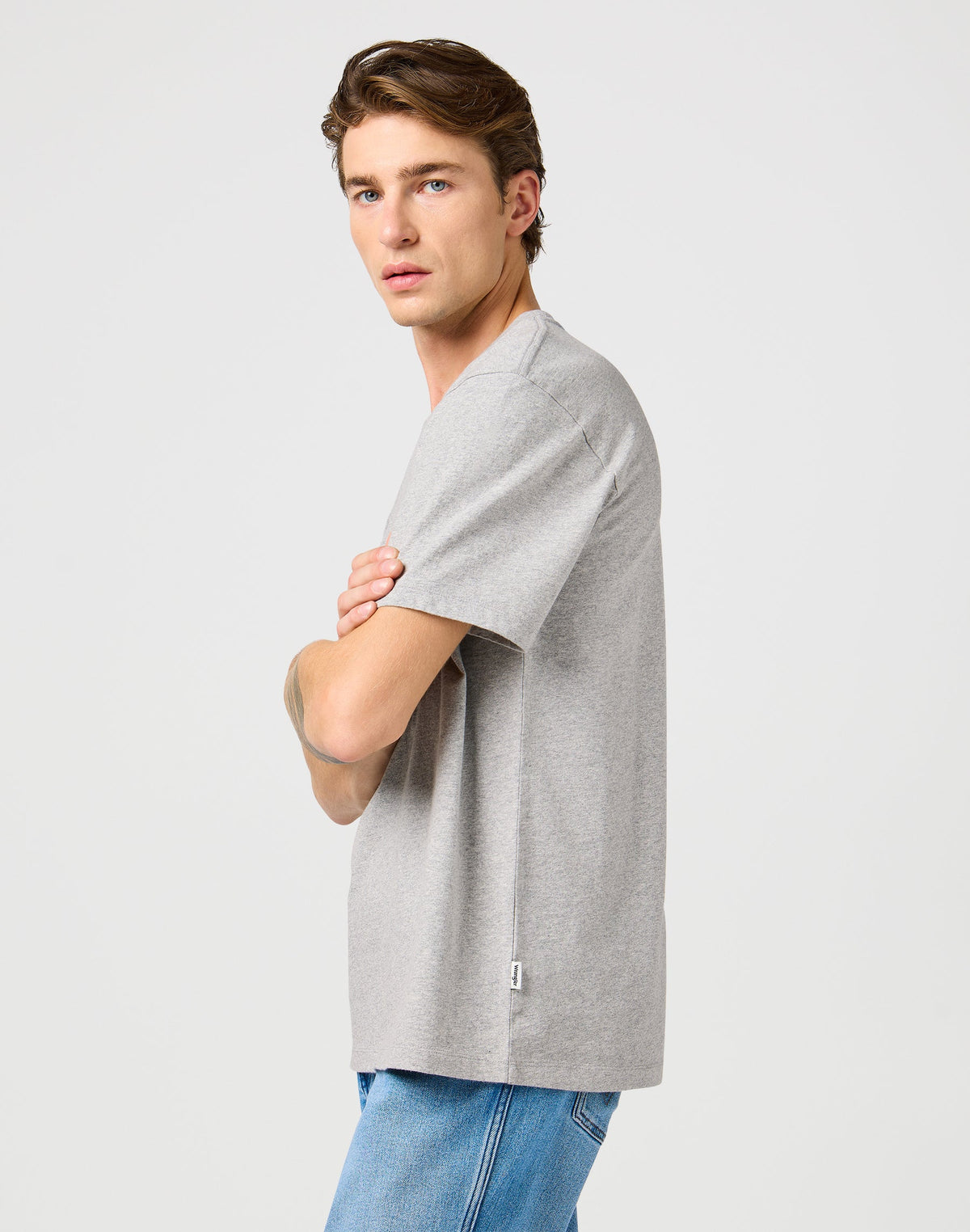 Graphic Tee in Mid Grey Mel