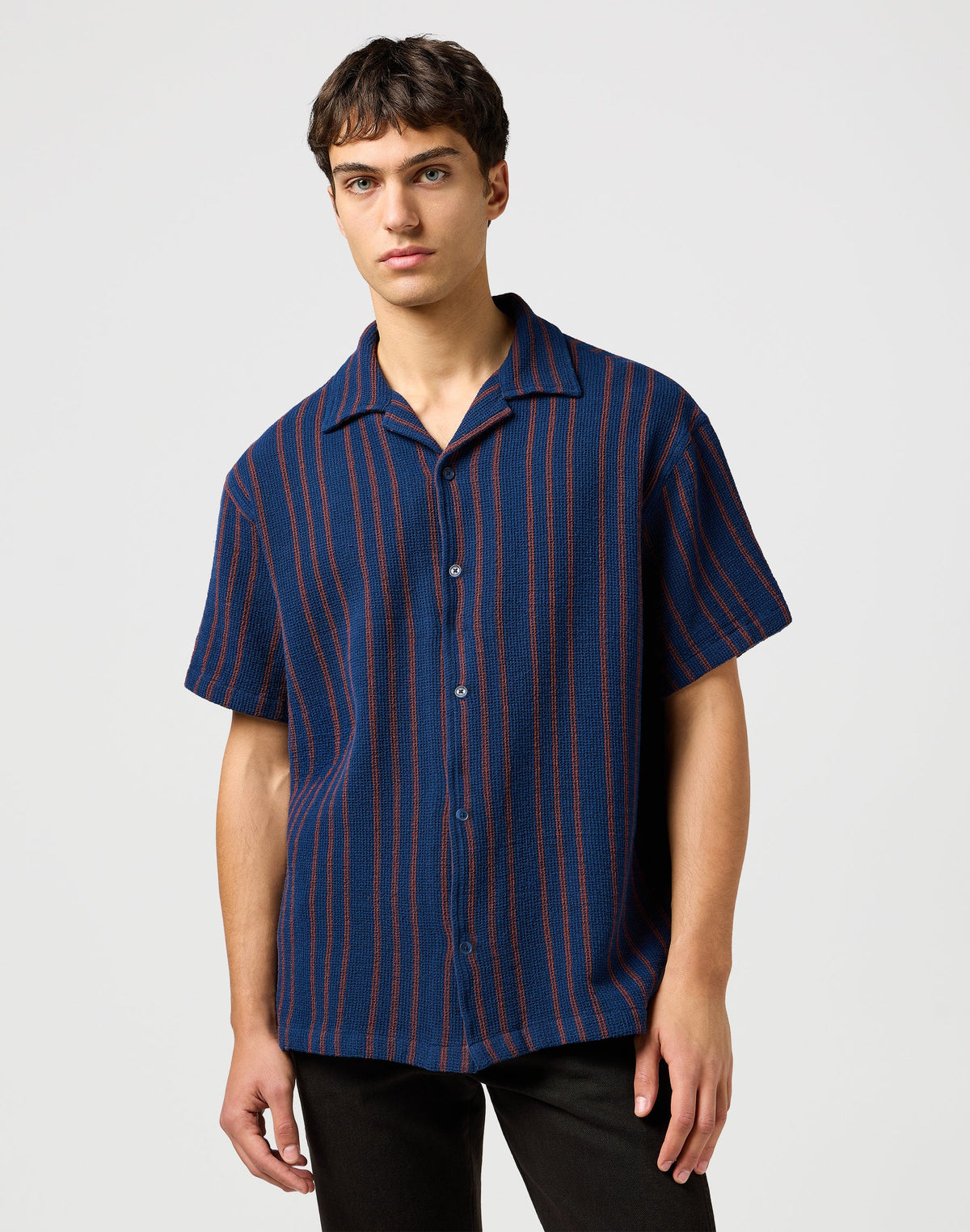 Ss Resort Shirt in Navy Stripe