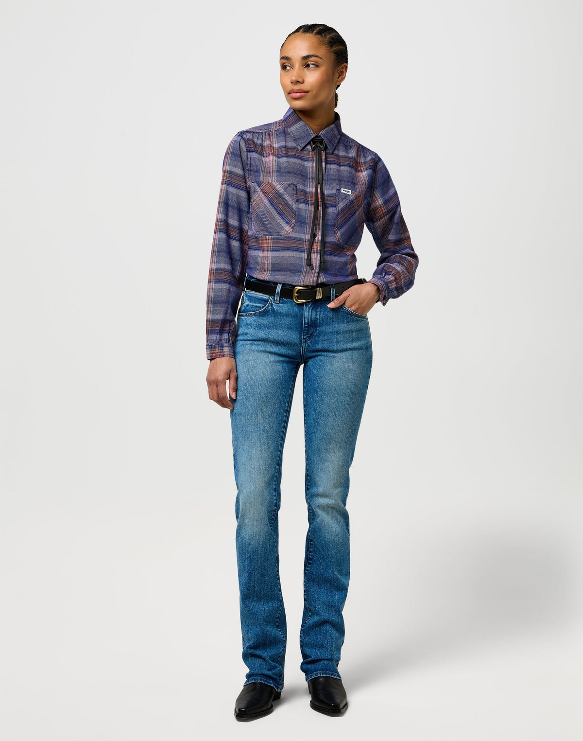 Femme Western Shirt in Earth Red