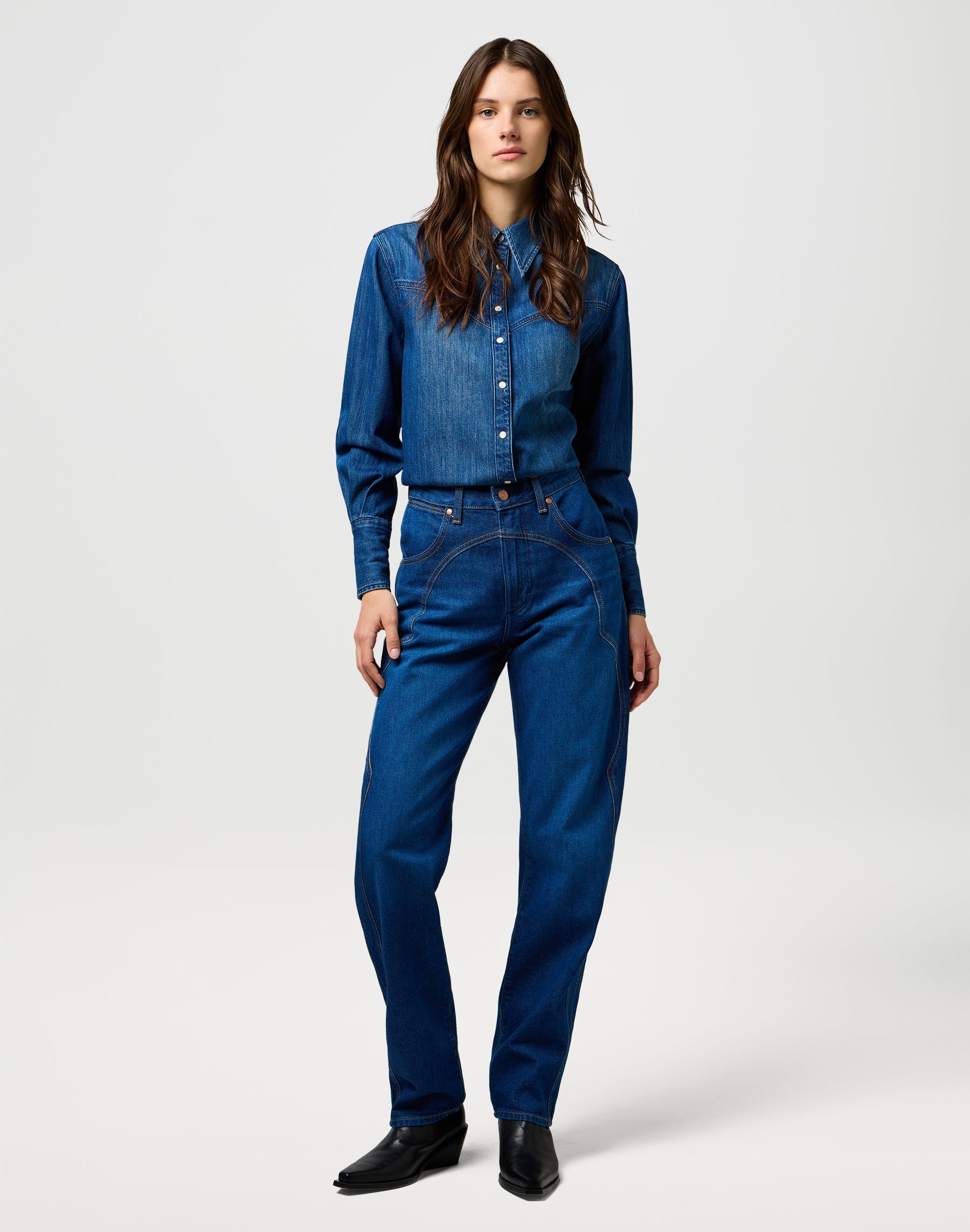 Yoke Denim Shirt in Sparkle Blue