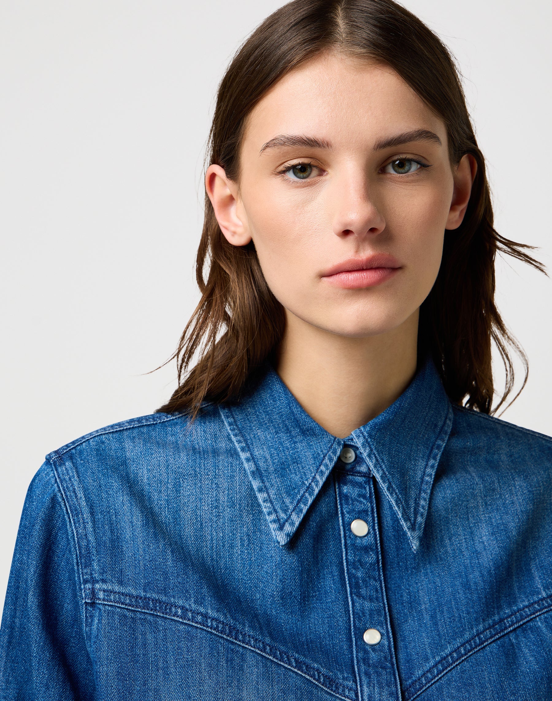 Yoke Denim Shirt in Sparkle Blue