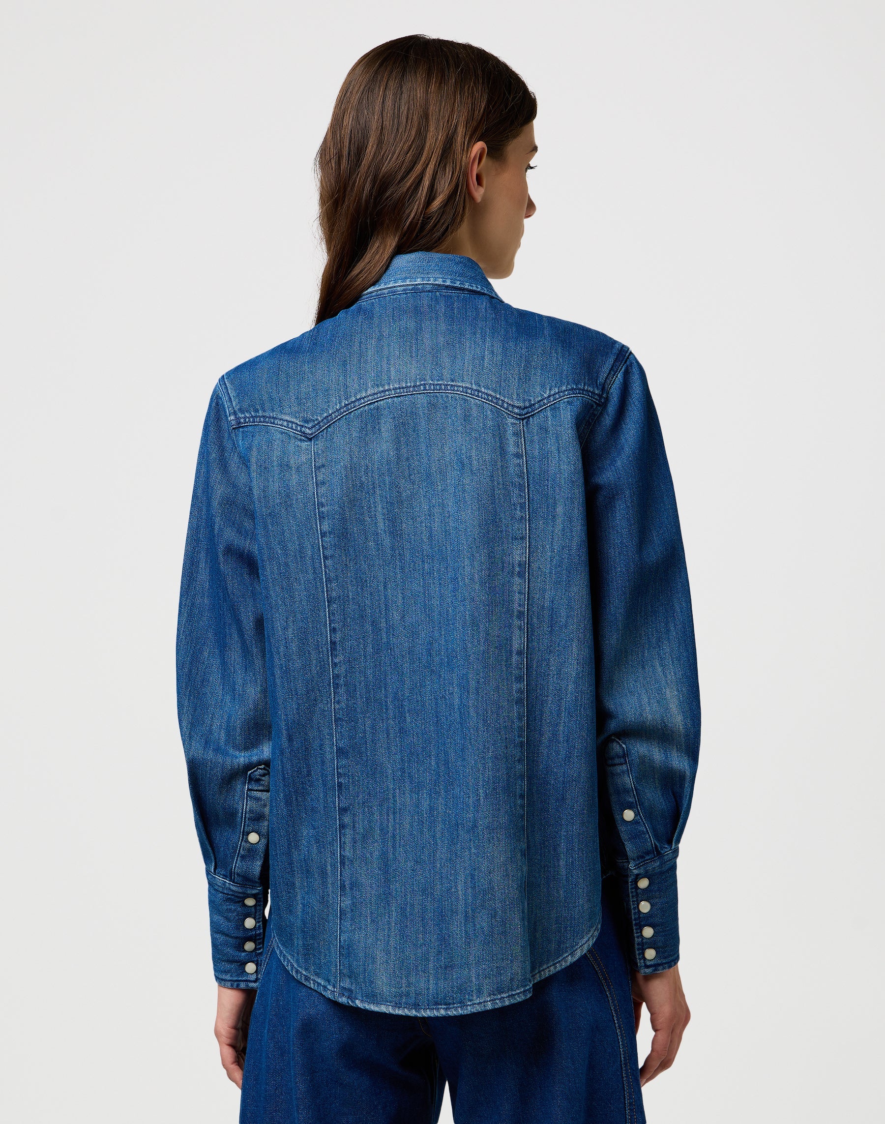 Yoke Denim Shirt in Sparkle Blue