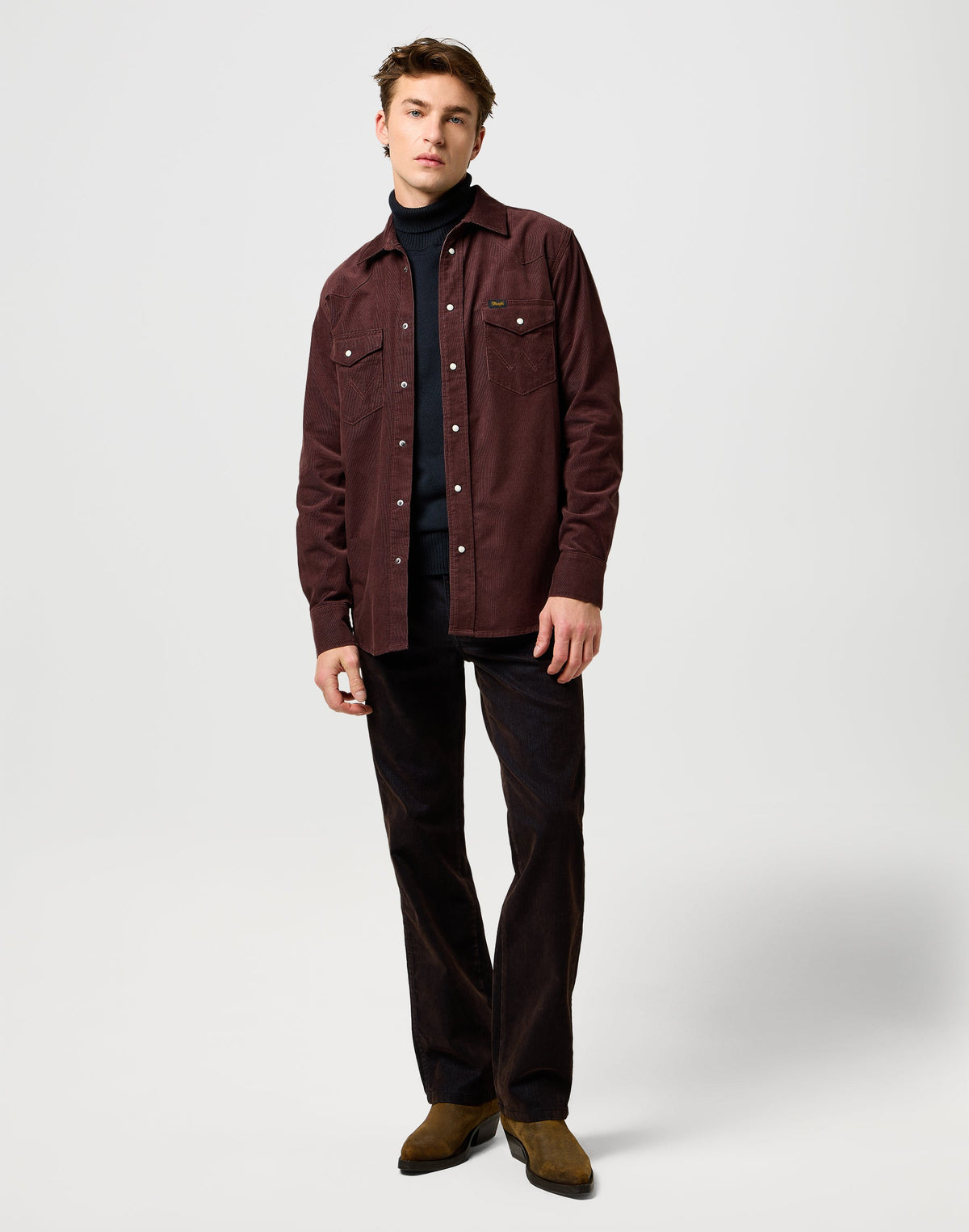 Western Cord Shirt in Mahogany