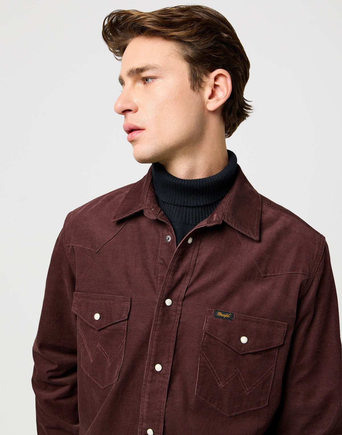 Western Cord Shirt in Mahogany