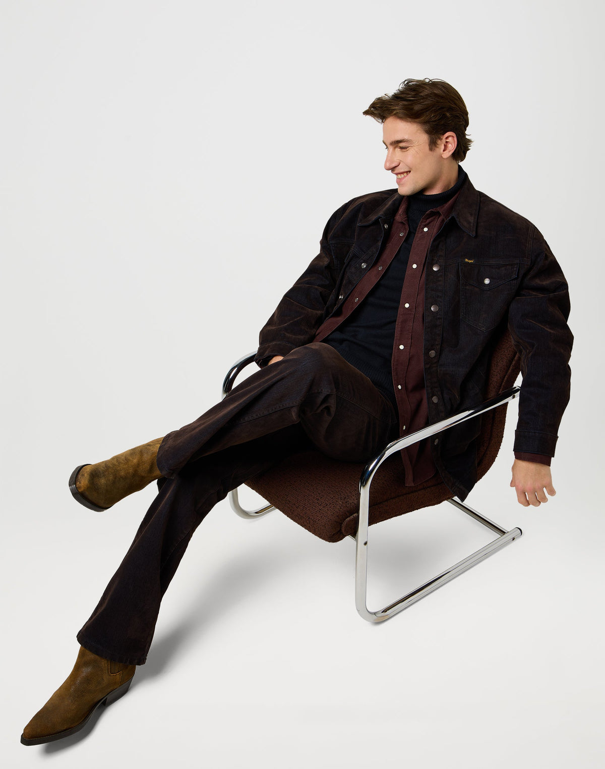 Western Cord Shirt in Mahogany