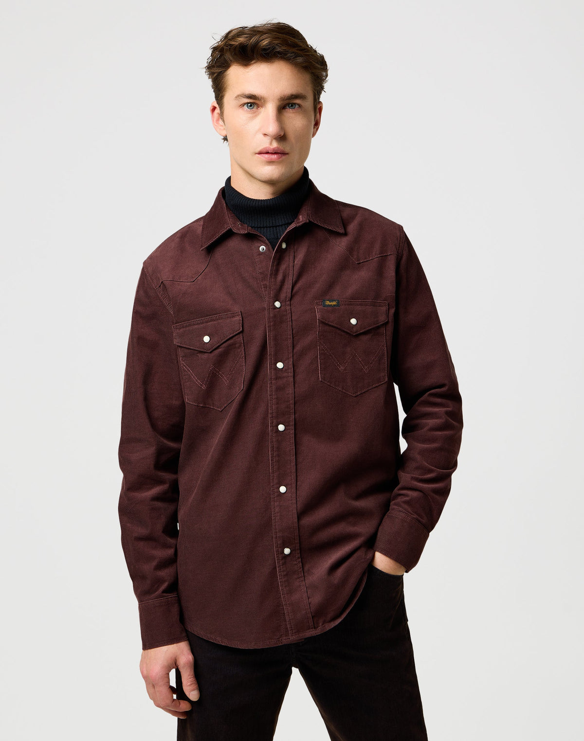 Western Cord Shirt in Mahogany