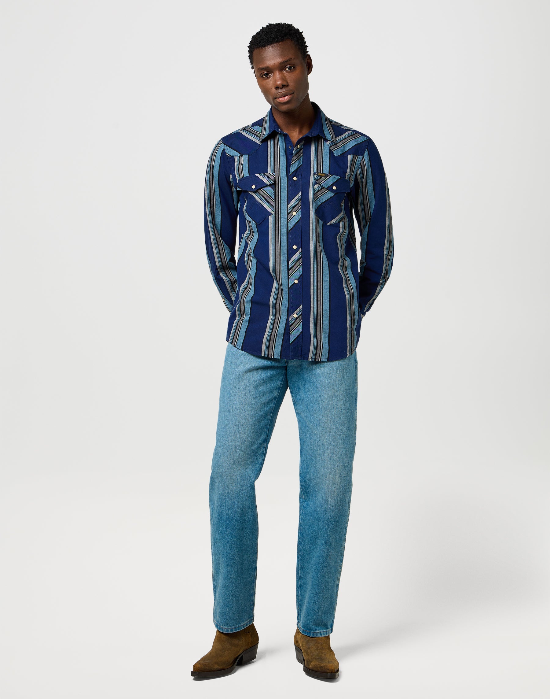 Western Indigo Shirt in Vintage Blue
