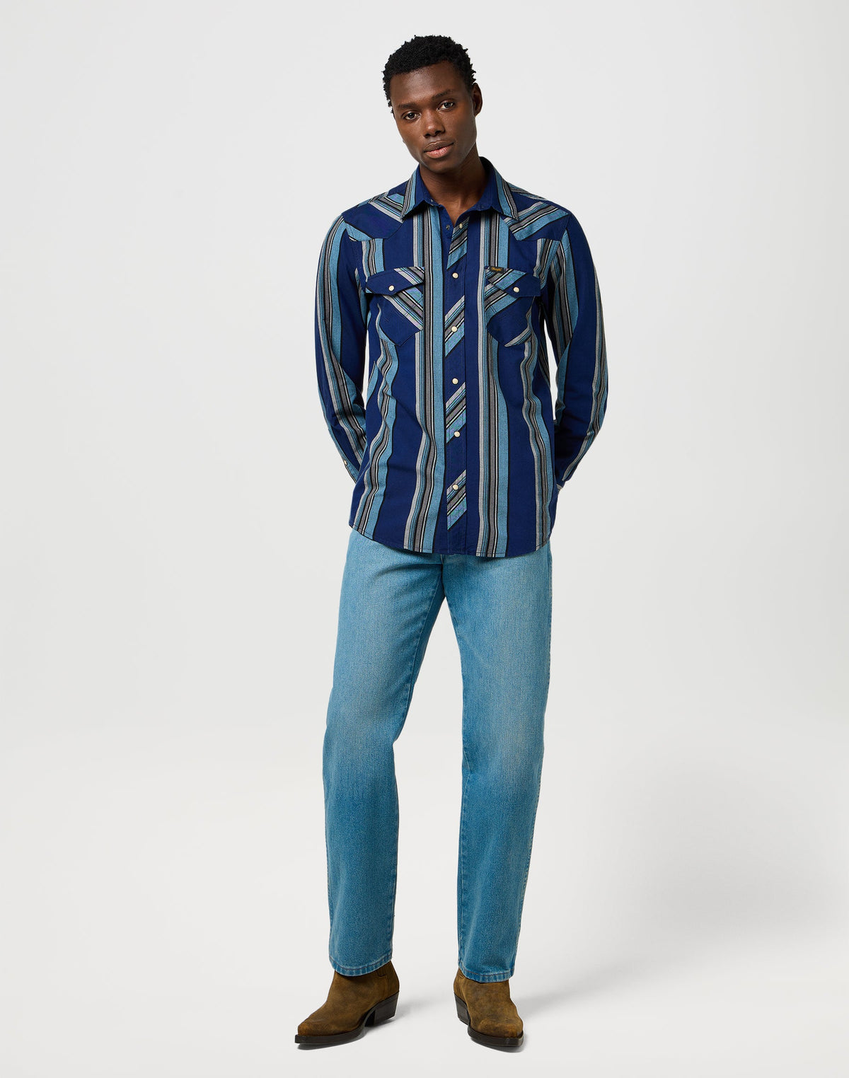 Western Indigo Shirt in Vintage Blue