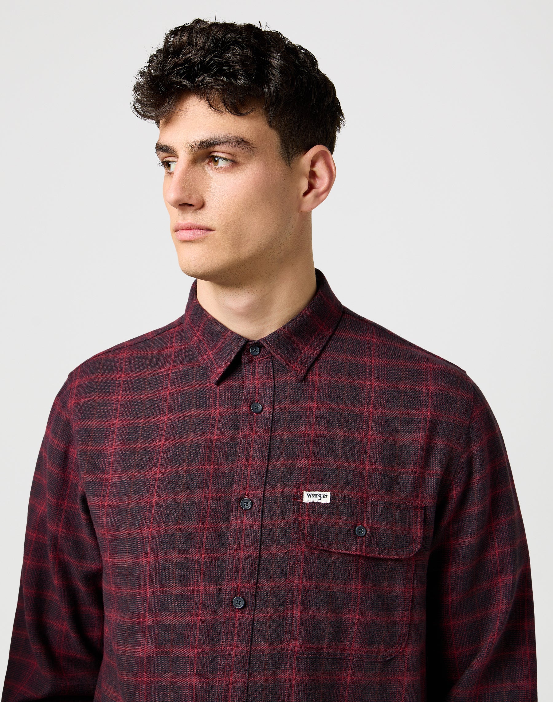 1 Pkt Flannel Shirt in Black Wine