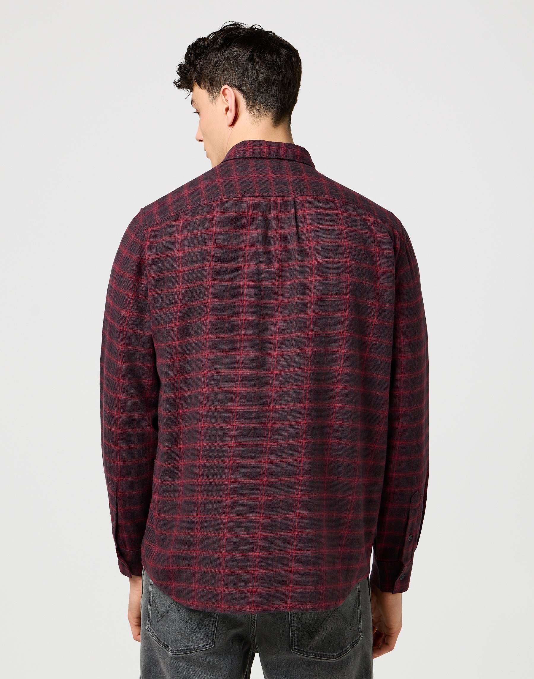 1 Pkt Flannel Shirt in Black Wine