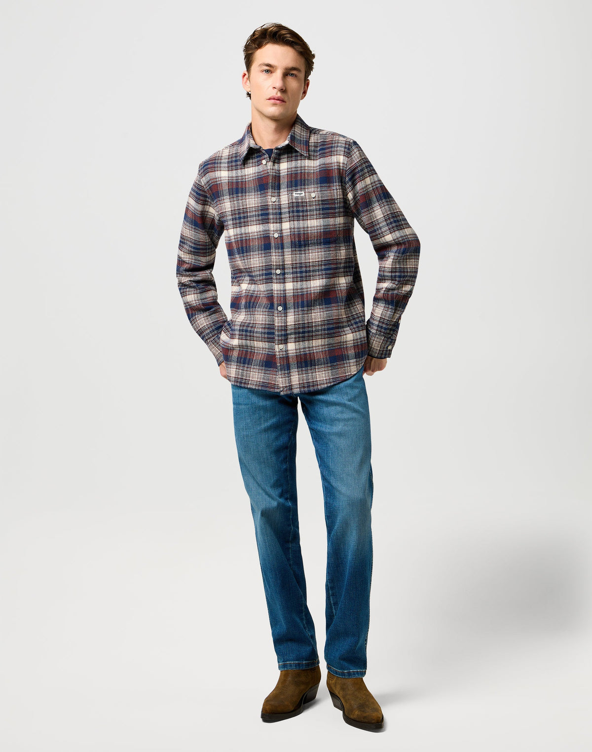 Brushed 1 Pkt Shirt in Navy Birch