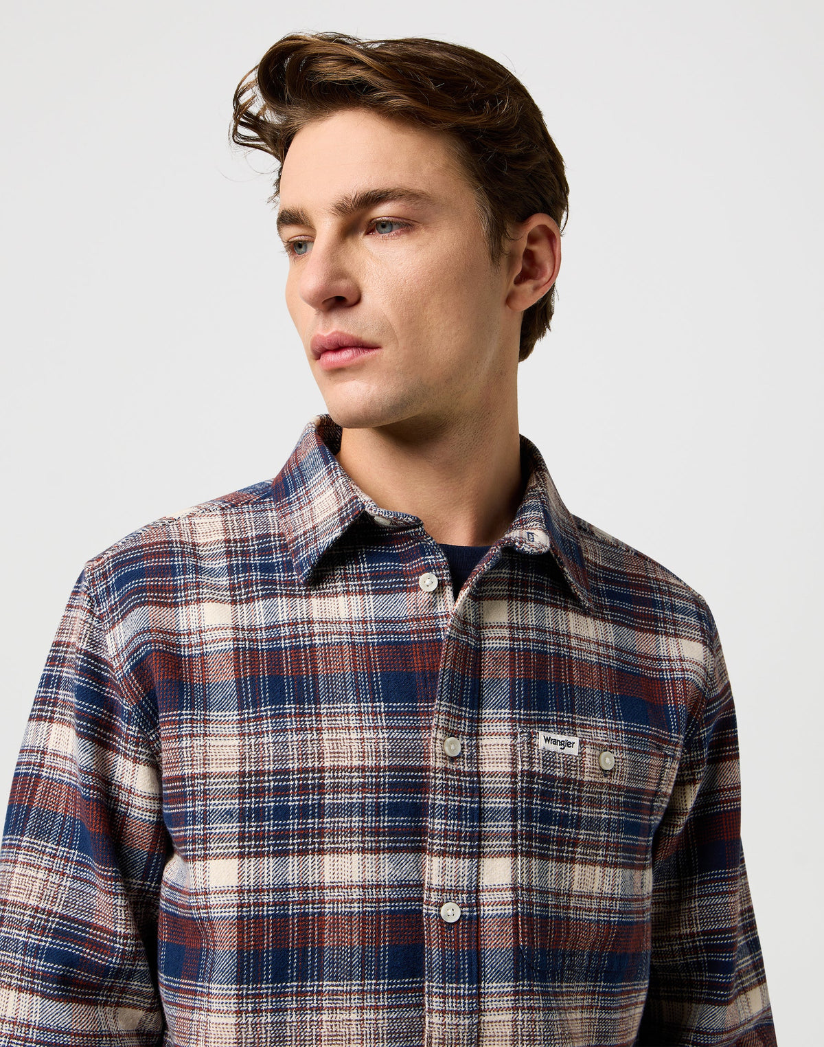 Brushed 1 Pkt Shirt in Navy Birch