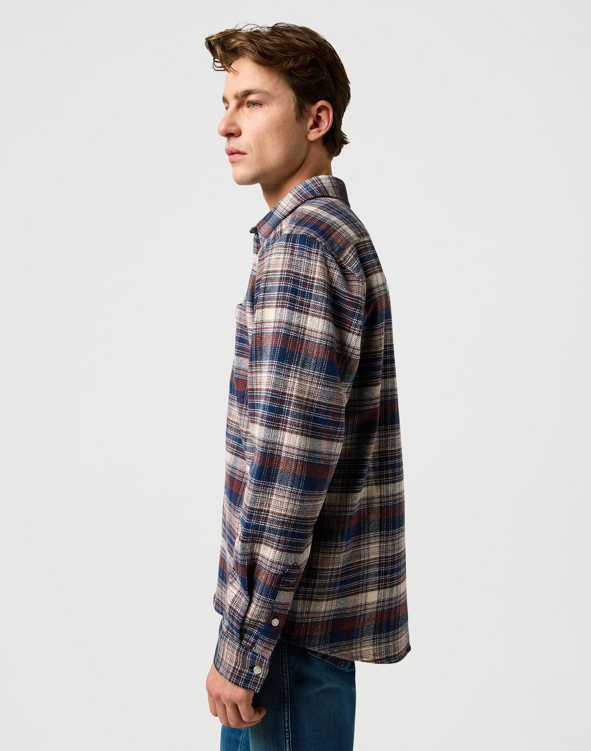 Brushed 1 Pkt Shirt in Navy Birch