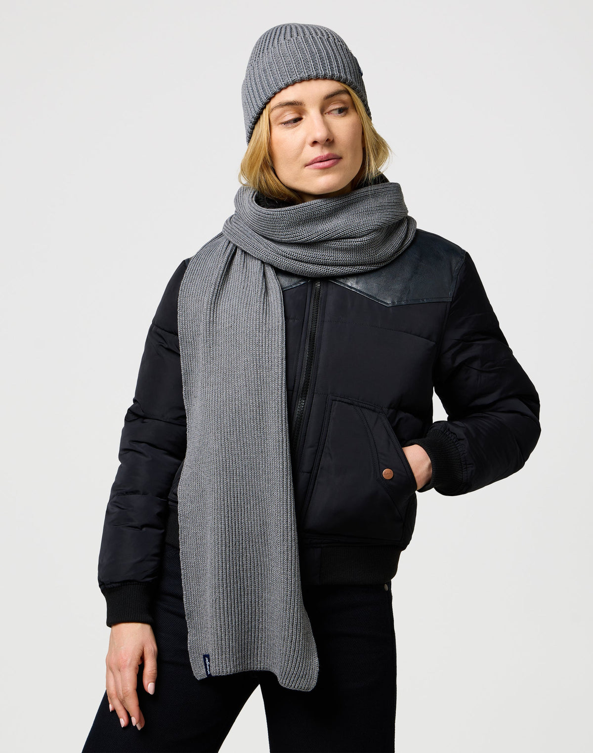 Scarf Beanie Set in Mid Grey Mel