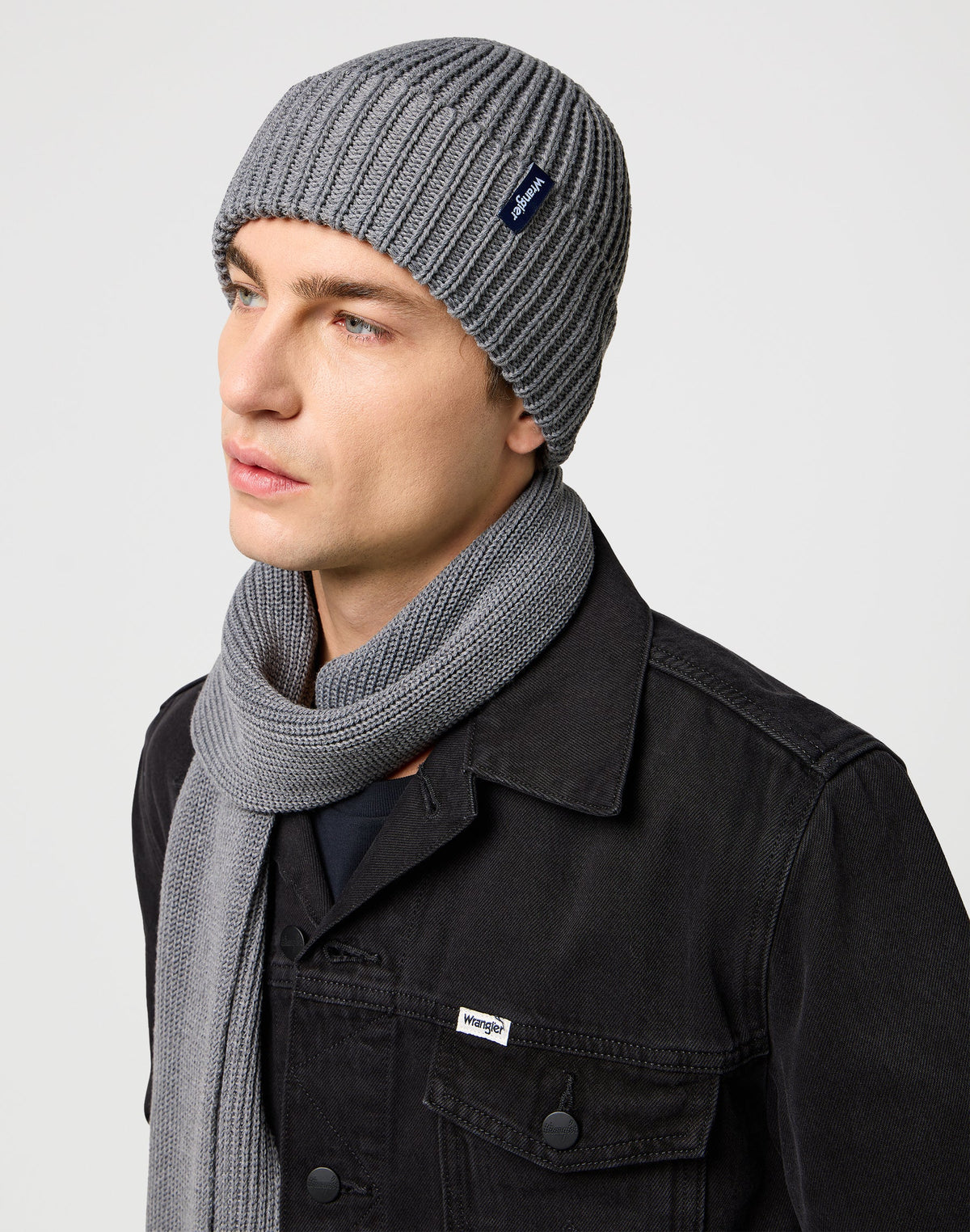 Scarf Beanie Set in Mid Grey Mel