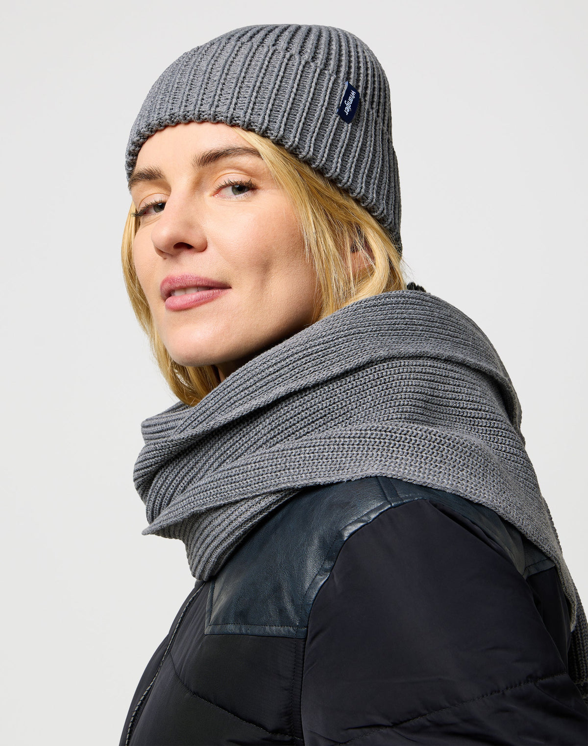 Scarf Beanie Set in Mid Grey Mel