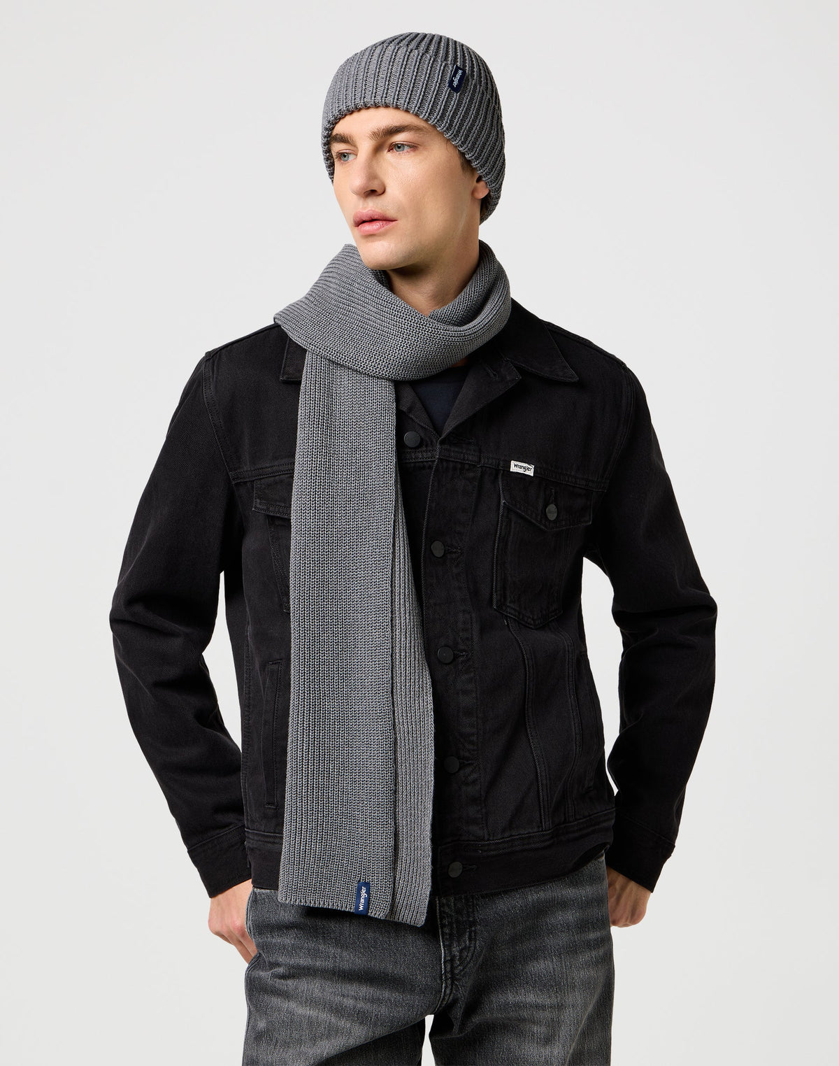 Scarf Beanie Set in Mid Grey Mel