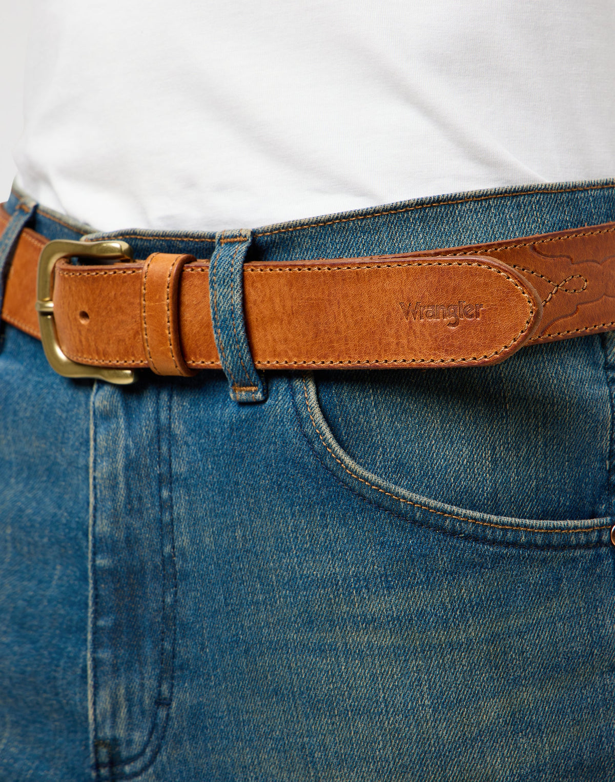 Western Stitch Belt in Cognac
