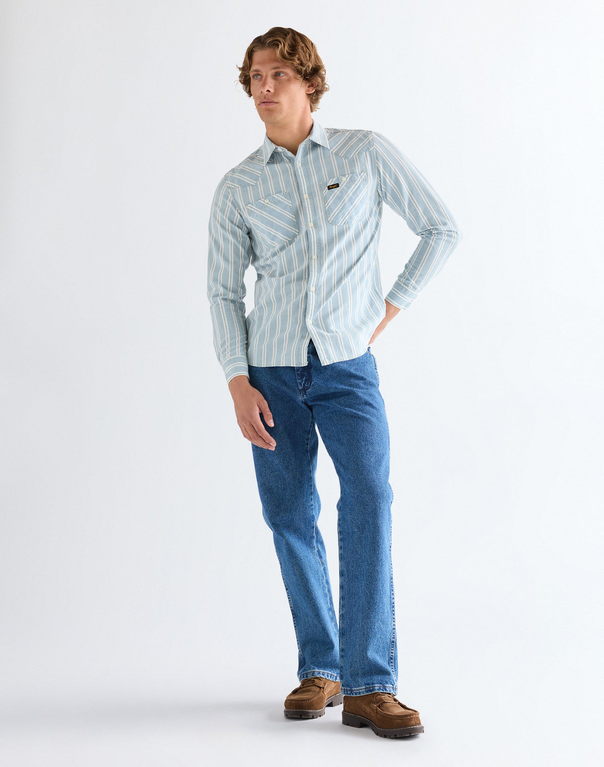 Chambray Shirt in Light Stripe